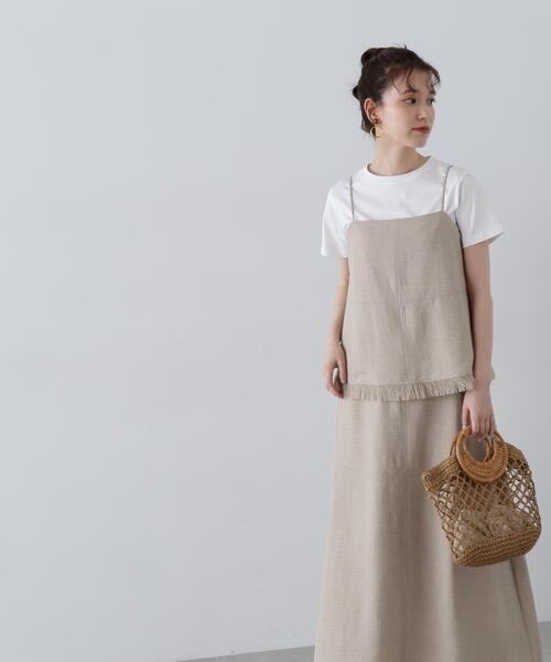 N.(N. Natural Beauty Basic)(エヌエヌナチュラルビューティーベーシック)の「◆フリンジキャミスカートセット(ワンピース・レディース・オレンジ/ブラック/ベージュ・MEDIUM)」の20枚目の写真