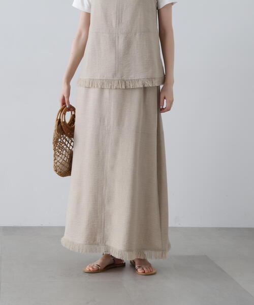 N.(N. Natural Beauty Basic)(エヌエヌナチュラルビューティーベーシック)の「◆フリンジキャミスカートセット(ワンピース・レディース・オレンジ/ブラック/ベージュ・MEDIUM)」の21枚目の写真