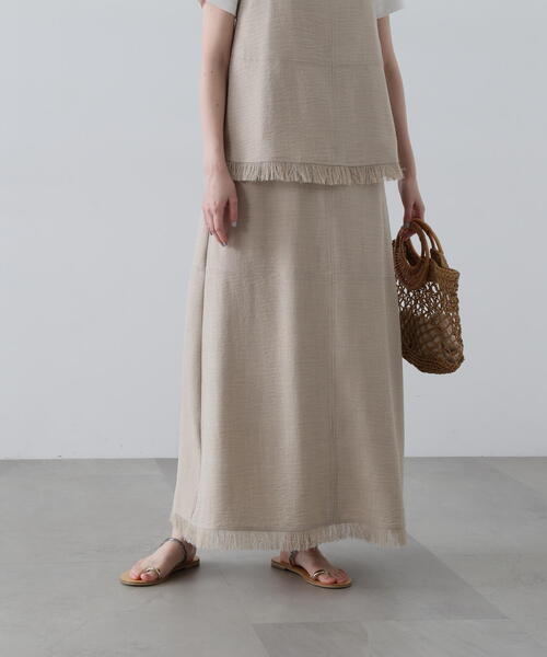 N.(N. Natural Beauty Basic)(エヌエヌナチュラルビューティーベーシック)の「◆フリンジキャミスカートセット(ワンピース・レディース・オレンジ/ブラック/ベージュ・MEDIUM)」の22枚目の写真