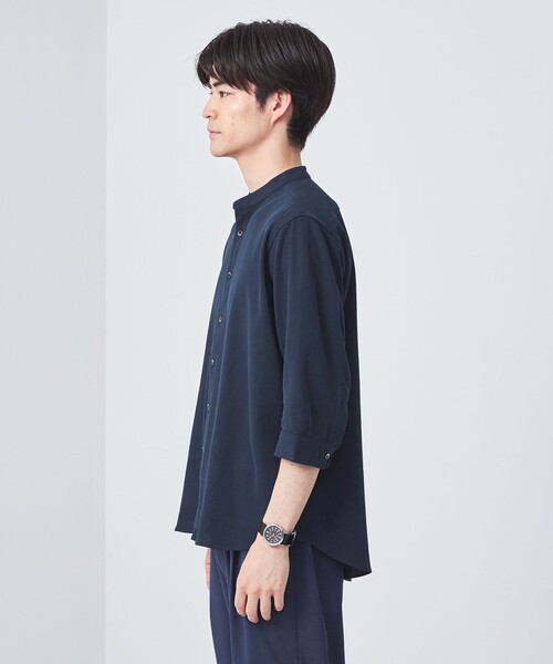 green label relaxing（グリーンレーベルリラクシング）の「【WEB限定】JUSTFIT カノコ バンドカラー 7分袖 シャツ（シャツ/ブラウス・メンズ・オフホワイト/ブラック/ネイビー・XL/S/M/L）」の8枚目の写真