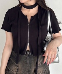 OLIVE des OLIVE | ナロータイ付ジップアップ　1041060840(Tシャツ/カットソー)