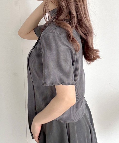 OLIVE des OLIVE(オリーブデオリーブ)の「ナロータイ付きジップアップ 1041060840(Tシャツ/カットソー・レディース・ピンク/オフホワイト/チャコールグレー/ブラック・FREE)」の13枚目の写真