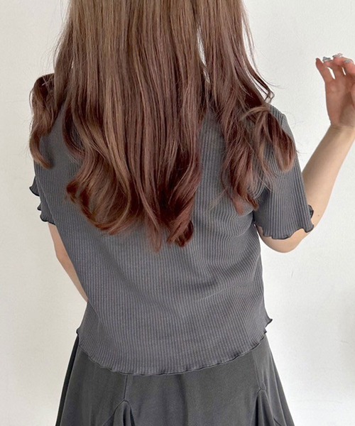 OLIVE des OLIVE(オリーブデオリーブ)の「ナロータイ付きジップアップ 1041060840(Tシャツ/カットソー・レディース・ピンク/オフホワイト/チャコールグレー/ブラック・FREE)」の14枚目の写真