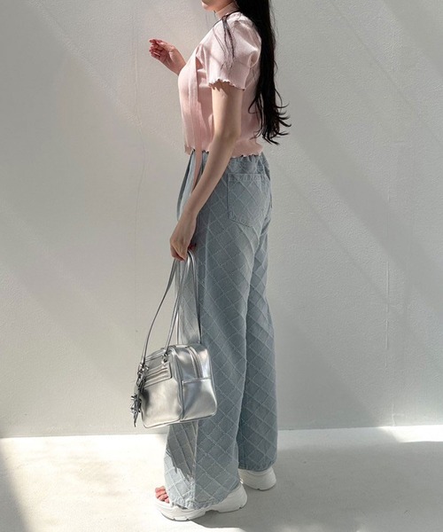 OLIVE des OLIVE(オリーブデオリーブ)の「ナロータイ付きジップアップ 1041060840(Tシャツ/カットソー・レディース・ピンク/オフホワイト/チャコールグレー/ブラック・FREE)」の16枚目の写真