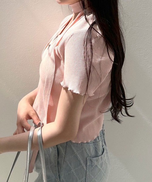 OLIVE des OLIVE(オリーブデオリーブ)の「ナロータイ付きジップアップ 1041060840(Tシャツ/カットソー・レディース・ピンク/オフホワイト/チャコールグレー/ブラック・FREE)」の18枚目の写真