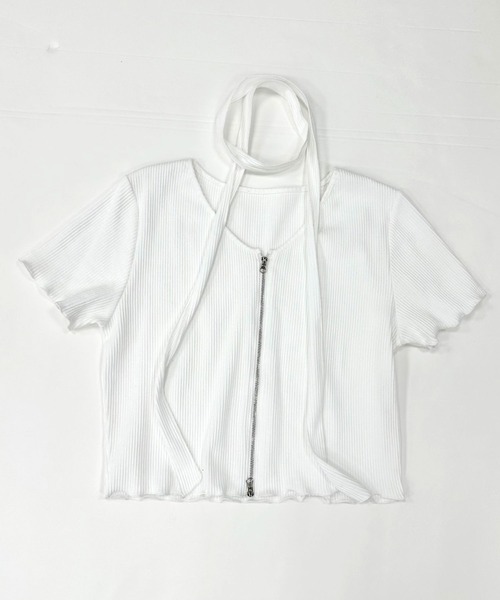 OLIVE des OLIVE(オリーブデオリーブ)の「ナロータイ付きジップアップ 1041060840(Tシャツ/カットソー・レディース・ピンク/オフホワイト/チャコールグレー/ブラック・FREE)」の20枚目の写真