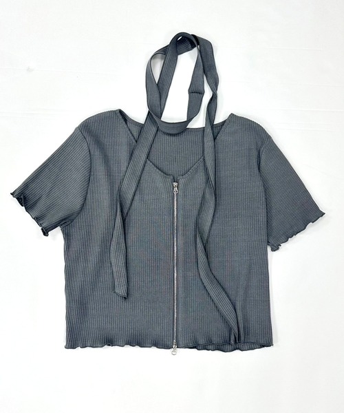 OLIVE des OLIVE(オリーブデオリーブ)の「ナロータイ付きジップアップ 1041060840(Tシャツ/カットソー・レディース・ピンク/オフホワイト/チャコールグレー/ブラック・FREE)」の21枚目の写真