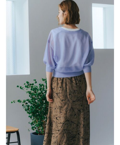 YECCA VECCA（イェッカヴェッカ）の「シアーニットVネックカーディガン（カーディガン/ボレロ・レディース・ブラック/ライトベージュ/ブラウン/ラベンダー・FREE）」の21枚目の写真