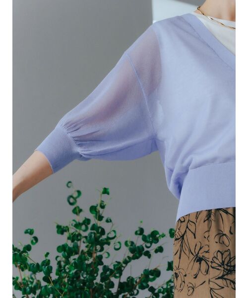 YECCA VECCA（イェッカヴェッカ）の「シアーニットVネックカーディガン（カーディガン/ボレロ・レディース・ブラック/ライトベージュ/ブラウン/ラベンダー・FREE）」の22枚目の写真