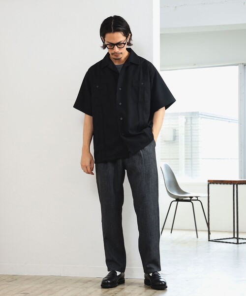 UNIVERSAL OVERALL(ユニバーサルオーバーオール)の「UNIVERSAL OVERALL × CITY DWELLERS / 別注 リネンライク キューバ シャツ(シャツ/ブラウス・メンズ・ブラック/ホワイト・MEDIUM/LARGE/SMALL)」の8枚目の写真