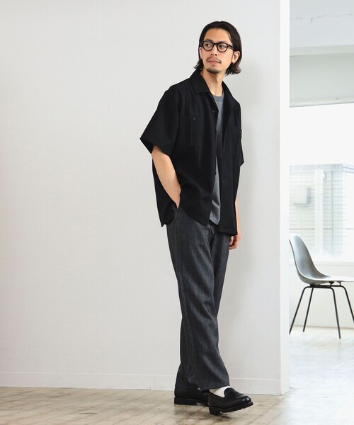 UNIVERSAL OVERALL(ユニバーサルオーバーオール)の「UNIVERSAL OVERALL × CITY DWELLERS / 別注 リネンライク キューバ シャツ(シャツ/ブラウス・メンズ・ブラック/ホワイト・MEDIUM/LARGE/SMALL)」の9枚目の写真