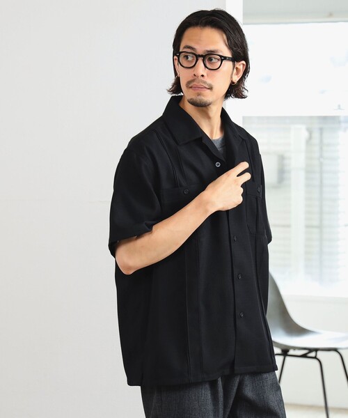 UNIVERSAL OVERALL(ユニバーサルオーバーオール)の「UNIVERSAL OVERALL × CITY DWELLERS / 別注 リネンライク キューバ シャツ(シャツ/ブラウス・メンズ・ブラック/ホワイト・MEDIUM/LARGE/SMALL)」の10枚目の写真