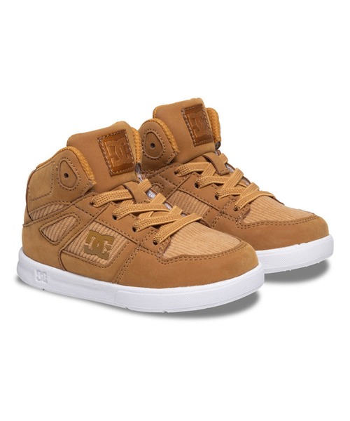 DC(ディーシー)の「DC/ディーシー スニーカー キッズ Ts PURE HIGH-TOP SE UL SNトドラーズ ピュア ハイトップ エスイー ユーエル エスエヌ スニーカー 軽量 ゴムひも ハイカット DT244602(スニーカー・キッズ・ホワイト×ブラック/ブラウン系その他・14.0cm/15.0cm/16.0cm/13.0cm)」の2枚目の写真