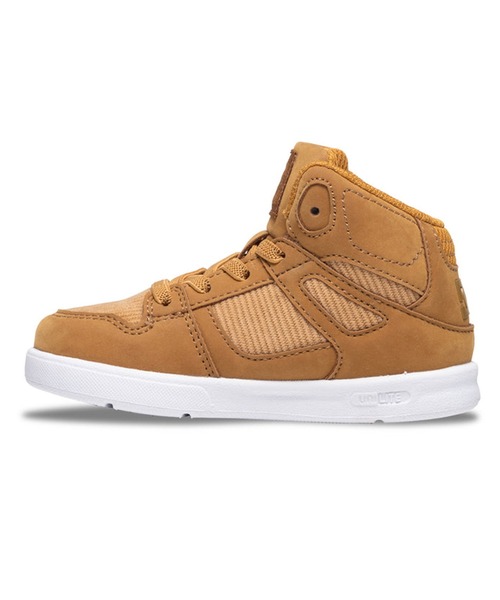 DC(ディーシー)の「DC/ディーシー スニーカー キッズ Ts PURE HIGH-TOP SE UL SNトドラーズ ピュア ハイトップ エスイー ユーエル エスエヌ スニーカー 軽量 ゴムひも ハイカット DT244602(スニーカー・キッズ・ホワイト×ブラック/ブラウン系その他・14.0cm/15.0cm/16.0cm/13.0cm)」の4枚目の写真