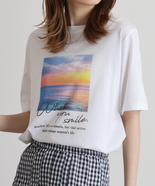 セール】BRODIAEA 空×海プリントTシャツ（Tシャツ/カットソー