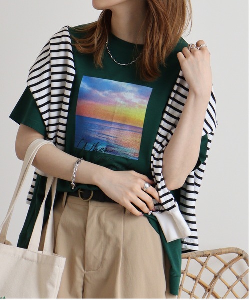 セール】BRODIAEA 空×海プリントTシャツ（Tシャツ/カットソー