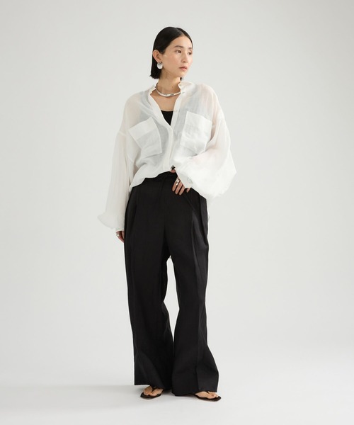 Chaos（カオス）の「Chaos(カオス)/ランフォートブラウス（シャツ/ブラウス・レディース・アイボリー/スミクロ/ネイビー/キャメル・FREE）」の14枚目の写真