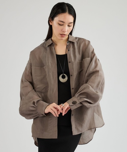 Chaos（カオス）の「Chaos(カオス)/ランフォートブラウス（シャツ/ブラウス・レディース・アイボリー/スミクロ/ネイビー/キャメル・FREE）」の5枚目の写真