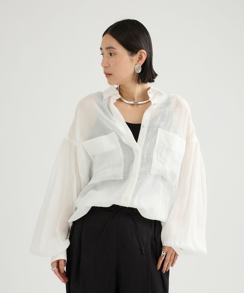 Chaos（カオス）の「Chaos(カオス)/ランフォートブラウス（シャツ/ブラウス・レディース・アイボリー/スミクロ/ネイビー/キャメル・FREE）」の11枚目の写真