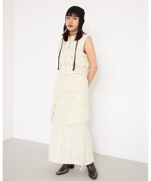 SLY(スライ)の「MESH KNIT FLAP CAP メッシュ ニット フラップ キャップ(ニットキャップ/ビーニー・レディース・オフホワイト/ブラック/ライトカーキ・FREE)」の11枚目の写真