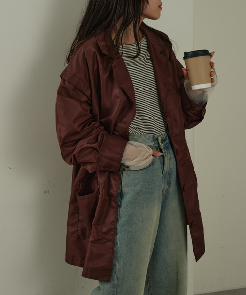 CIAOPANIC TYPY（チャオパニックティピー）の「ドロストナイロンオーバーワークジャケット（テーラードジャケット・レディース・バーガンディー/ブラック/カーキ・ONE SIZE）」の20枚目の写真