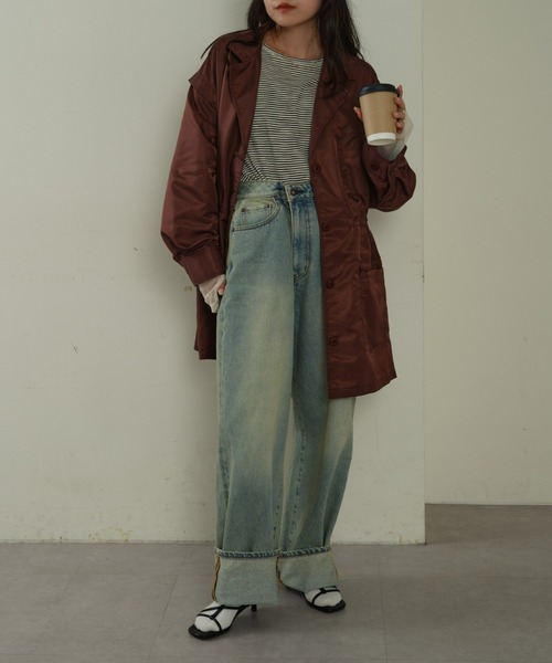 CIAOPANIC TYPY（チャオパニックティピー）の「ドロストナイロンオーバーワークジャケット（テーラードジャケット・レディース・バーガンディー/ブラック/カーキ・ONE SIZE）」の18枚目の写真