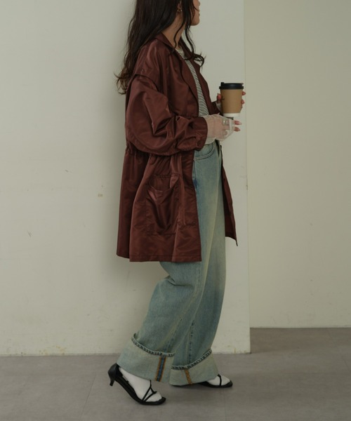 CIAOPANIC TYPY（チャオパニックティピー）の「ドロストナイロンオーバーワークジャケット（テーラードジャケット・レディース・バーガンディー/ブラック/カーキ・ONE SIZE）」の15枚目の写真