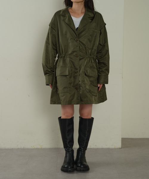 CIAOPANIC TYPY（チャオパニックティピー）の「ドロストナイロンオーバーワークジャケット（テーラードジャケット・レディース・バーガンディー/ブラック/カーキ・ONE SIZE）」の14枚目の写真