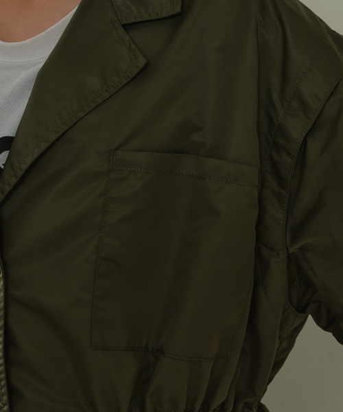 CIAOPANIC TYPY（チャオパニックティピー）の「ドロストナイロンオーバーワークジャケット（テーラードジャケット・レディース・バーガンディー/ブラック/カーキ・ONE SIZE）」の9枚目の写真