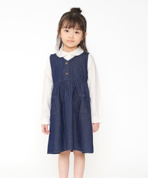 Moujonjon（ムージョンジョン）の「お花衿刺繍スムース長袖ブラウス（シャツ/ブラウス・キッズ・ホワイト・140/130/120/110/80/90/100）」の9枚目の写真