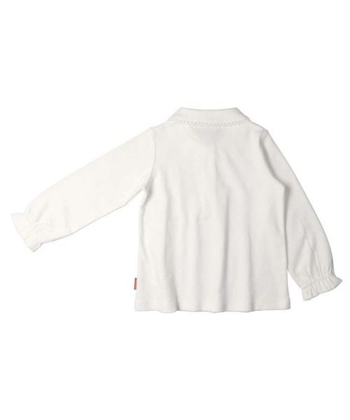 Moujonjon（ムージョンジョン）の「お花衿刺繍スムース長袖ブラウス（シャツ/ブラウス・キッズ・ホワイト・140/130/120/110/80/90/100）」の2枚目の写真