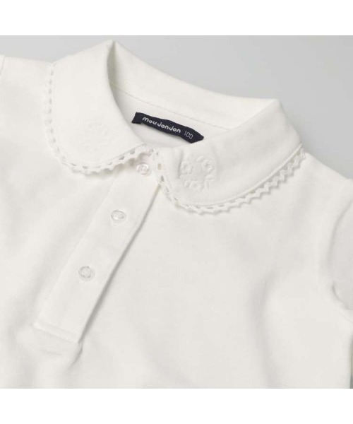 Moujonjon（ムージョンジョン）の「お花衿刺繍スムース長袖ブラウス（シャツ/ブラウス・キッズ・ホワイト・140/130/120/110/80/90/100）」の3枚目の写真