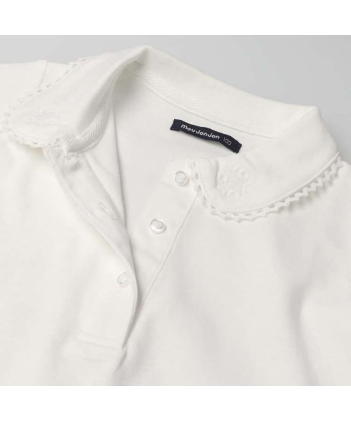 Moujonjon（ムージョンジョン）の「お花衿刺繍スムース長袖ブラウス（シャツ/ブラウス・キッズ・ホワイト・140/130/120/110/80/90/100）」の4枚目の写真