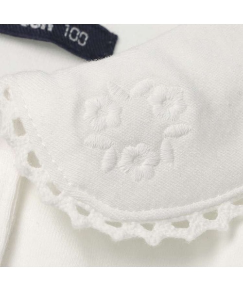 Moujonjon（ムージョンジョン）の「お花衿刺繍スムース長袖ブラウス（シャツ/ブラウス・キッズ・ホワイト・140/130/120/110/80/90/100）」の5枚目の写真