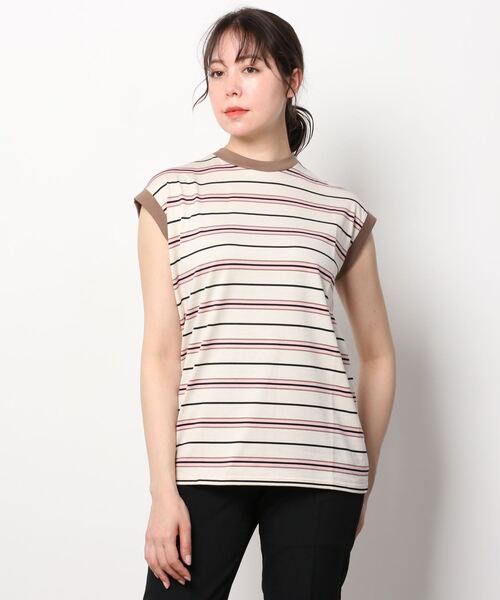 【新品・未使用】6(ROKU) cotton border no sleeve 6（ロク）の「＜6(ROKU)＞COTTON MIX PATTERN BORDER TANK TOP