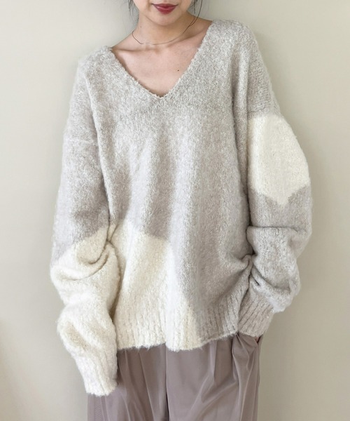 Olu.(オルドット)の「ミックスカラーボリュームニット(ニット/セーター・レディース・ベージュ/チャコールグレー/ブラック・FREE)」の3枚目の写真