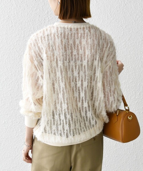 セール】SHIPS any:〈手洗い可能〉フリンジ チュール プルオーバー（T