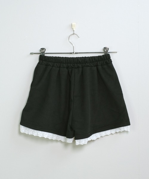 セール】裾レース ハイウエスト スウェットショートパンツ