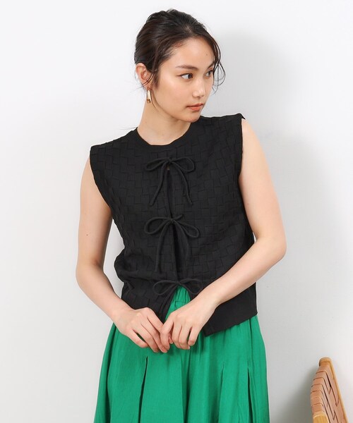 OPAQUE.CLIP（オペークドットクリップ）の「◆前後2WAY リボンデザインニット【洗濯機洗い可/抗ピル】（ニット/セーター・レディース・イエロー系その他/ブラック/オレンジ・00）」の5枚目の写真