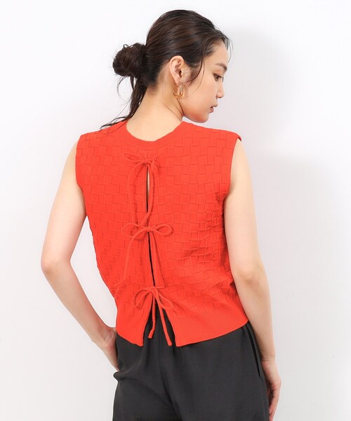 OPAQUE.CLIP（オペークドットクリップ）の「◆前後2WAY リボンデザインニット【洗濯機洗い可/抗ピル】（ニット/セーター・レディース・イエロー系その他/ブラック/オレンジ・00）」の11枚目の写真