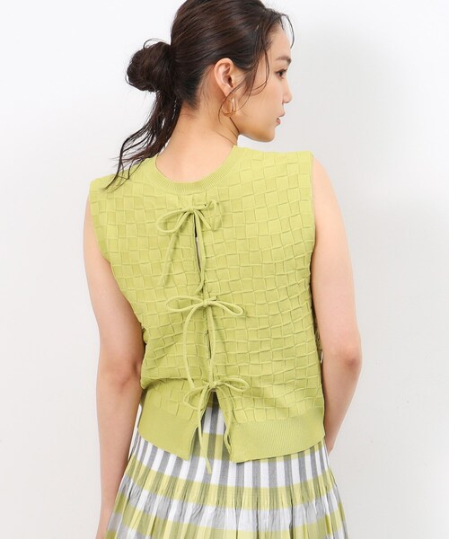 OPAQUE.CLIP（オペークドットクリップ）の「◆前後2WAY リボンデザインニット【洗濯機洗い可/抗ピル】（ニット/セーター・レディース・イエロー系その他/ブラック/オレンジ・00）」の18枚目の写真