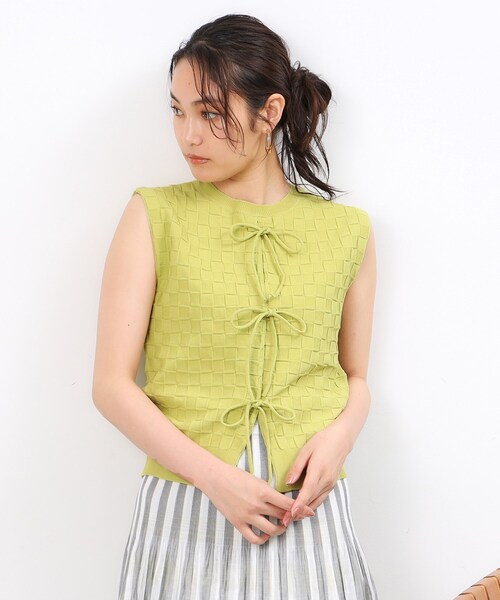 OPAQUE.CLIP（オペークドットクリップ）の「◆前後2WAY リボンデザインニット【洗濯機洗い可/抗ピル】（ニット/セーター・レディース・イエロー系その他/ブラック/オレンジ・00）」の19枚目の写真