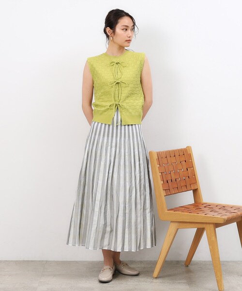 OPAQUE.CLIP（オペークドットクリップ）の「◆前後2WAY リボンデザインニット【洗濯機洗い可/抗ピル】（ニット/セーター・レディース・イエロー系その他/ブラック/オレンジ・00）」の21枚目の写真