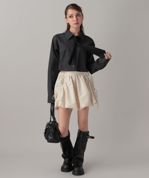 セール】【2024FW】ネクタイ付きクロップドシャツ（シャツ