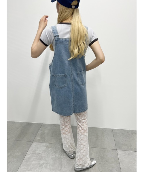 WC（ダブル シー）の「デニムミニジャンパースカート（ジャンパースカート・レディース・ホワイト/ブルー・FREE）」の4枚目の写真
