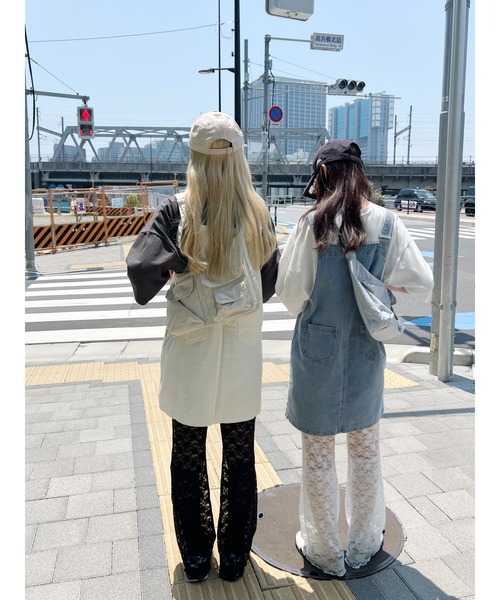 WC（ダブル シー）の「デニムミニジャンパースカート（ジャンパースカート・レディース・ホワイト/ブルー・FREE）」の5枚目の写真