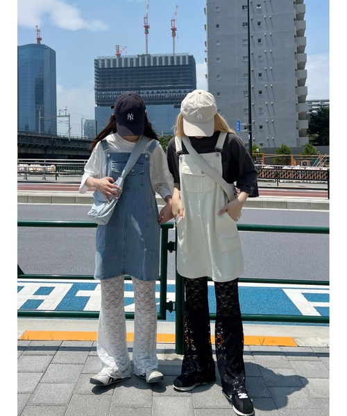 WC（ダブル シー）の「デニムミニジャンパースカート（ジャンパースカート・レディース・ホワイト/ブルー・FREE）」の6枚目の写真