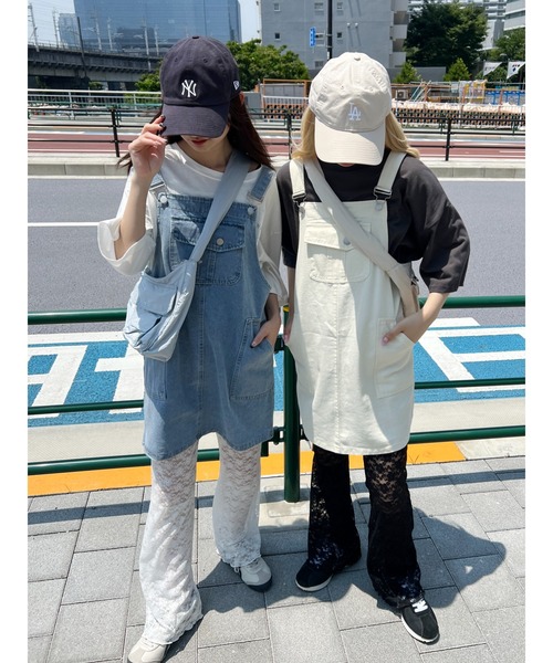 WC（ダブル シー）の「デニムミニジャンパースカート（ジャンパースカート・レディース・ホワイト/ブルー・FREE）」の7枚目の写真