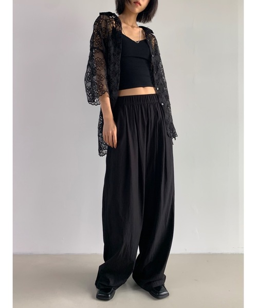 Didot.showroom(ディドット ショールーム)の「《 UNISEX 》ツータックナイロンワイドパンツ(スウェットパンツ・レディース・ミント/サンドベージュ/ブラック/チャコール・FREE)」の5枚目の写真