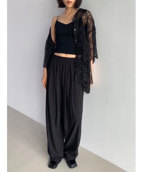 Didot.showroom(ディドット ショールーム)の「《 UNISEX 》ツータックナイロンワイドパンツ(スウェットパンツ・レディース・ミント/サンドベージュ/ブラック/チャコール・FREE)」の7枚目の写真